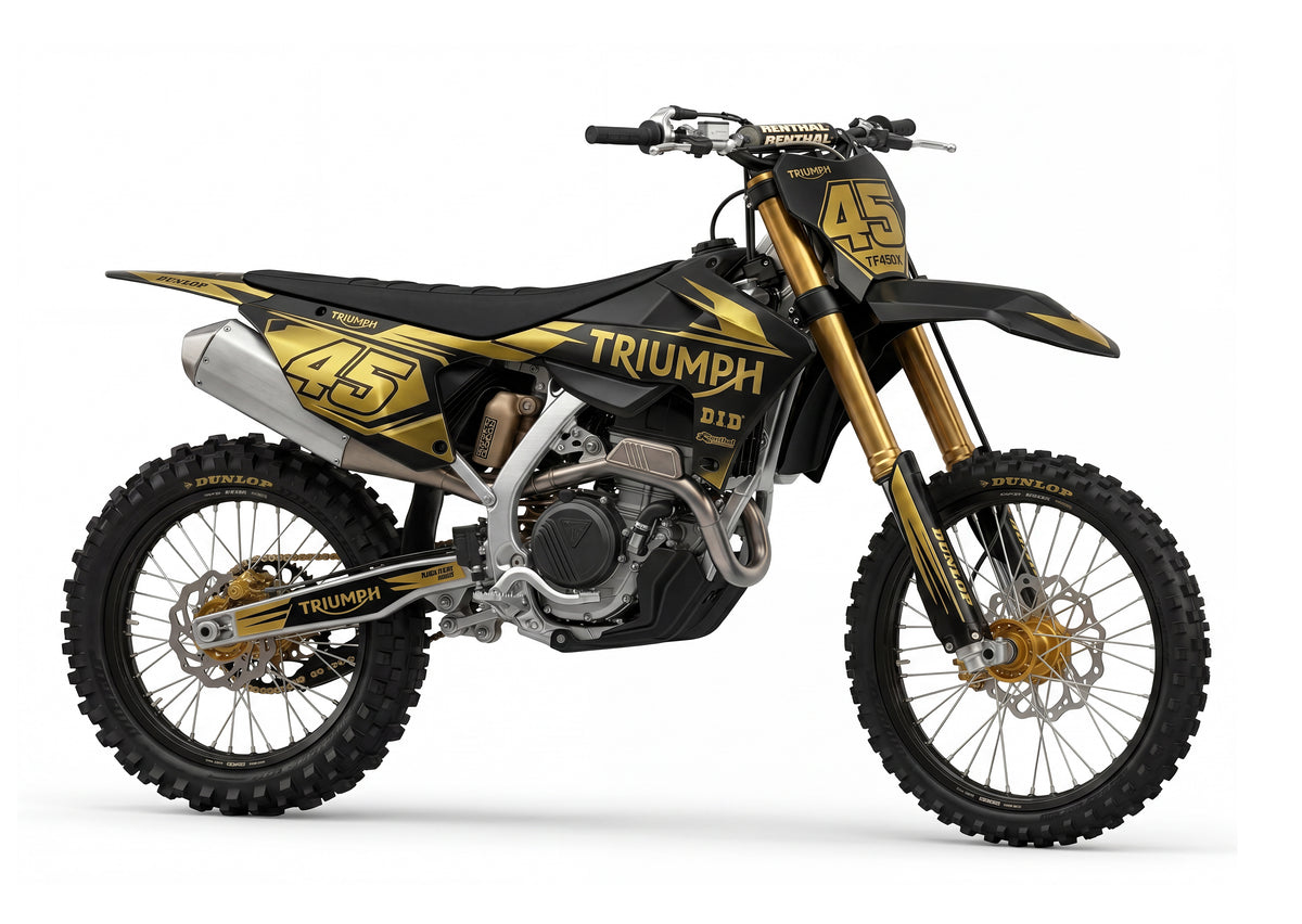 PRESTIGE V1 w/ METALLIC GOLD CHROME- TRIUMPH TF -| MOTORCYCLE GRAPHIC KIT